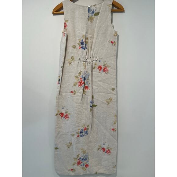 Marisa Christina 100% Linen 2 Piece Dress Jacket Cream Pink Blue Floral Small JL - Picture 8 of 12